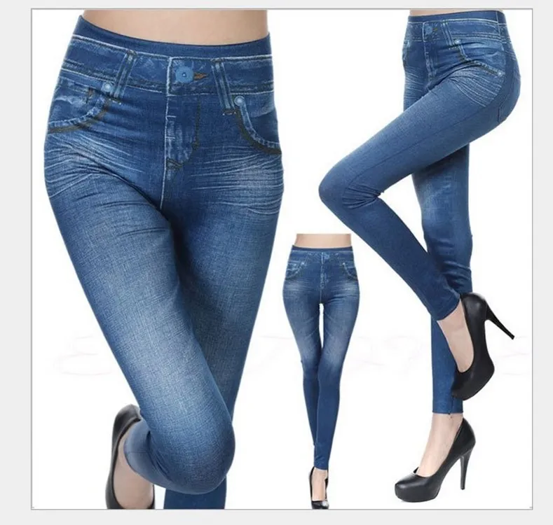 Đẩy Lên Liền Mạch Cao Cấp Quần Legging Nữ Xuân Thu Thun Jeggings Quần Denim Plus Kích Thước Quần Áo Dành Cho Nữ