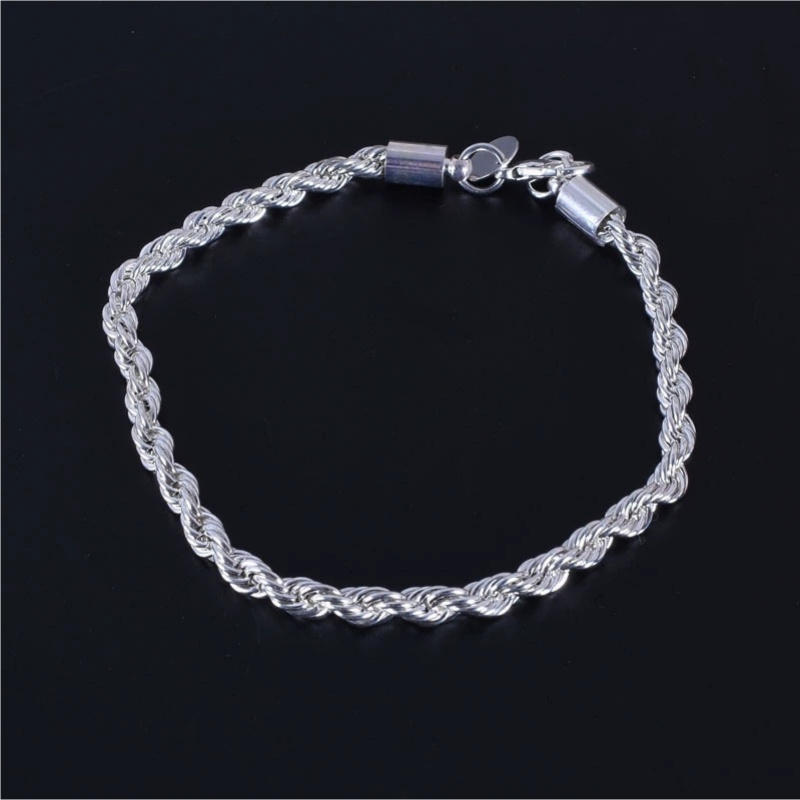 Pulseira de corda torcida galvanizada de 4mm, joias com pingente de moda masculina e feminina, joias brilhantes