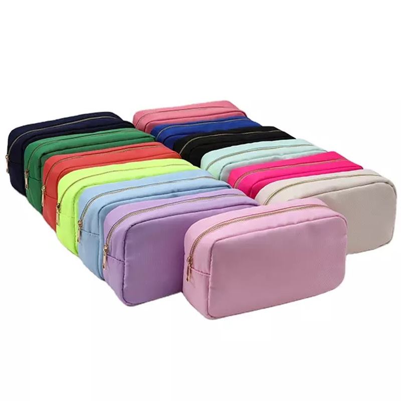 Estoque multi cores bolsa de náilon grande saco cosmético zíper produtos de higiene pessoal organizador saco para mulheres meninas presente bolsa de maquiagem