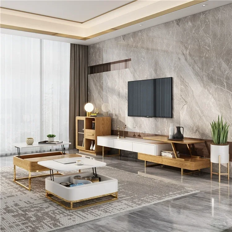 Para design multi função ajustável móveis para casa madeira retângulo de café vidro vendas quentes móveis modernos da sala estar