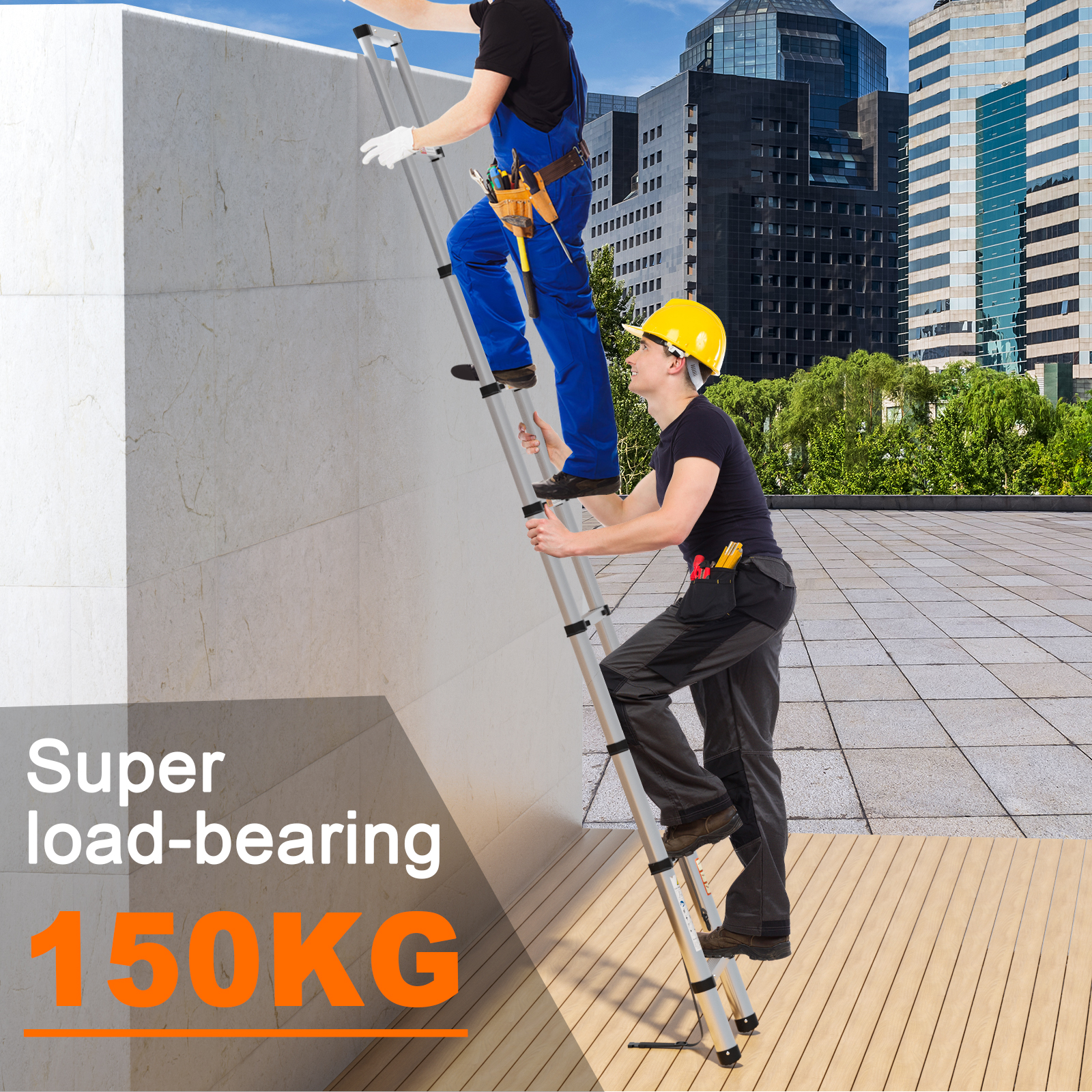 2.6m–3.2m steel telescopic ladder, folding telescopic ladder, height-adjustable, suitable for aerial and outdoor workers