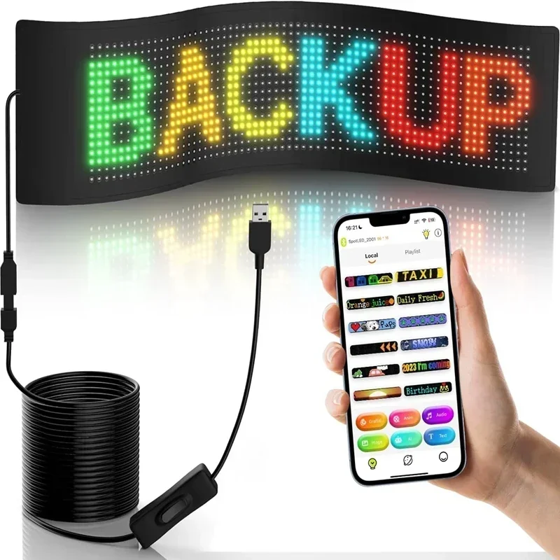 Nuevo letrero LED para coche, publicidad en desplazamiento, aplicación DIY, Panel de logotipo multilingüe, patrón personalizado, animación, pantalla de ojos de camión programable