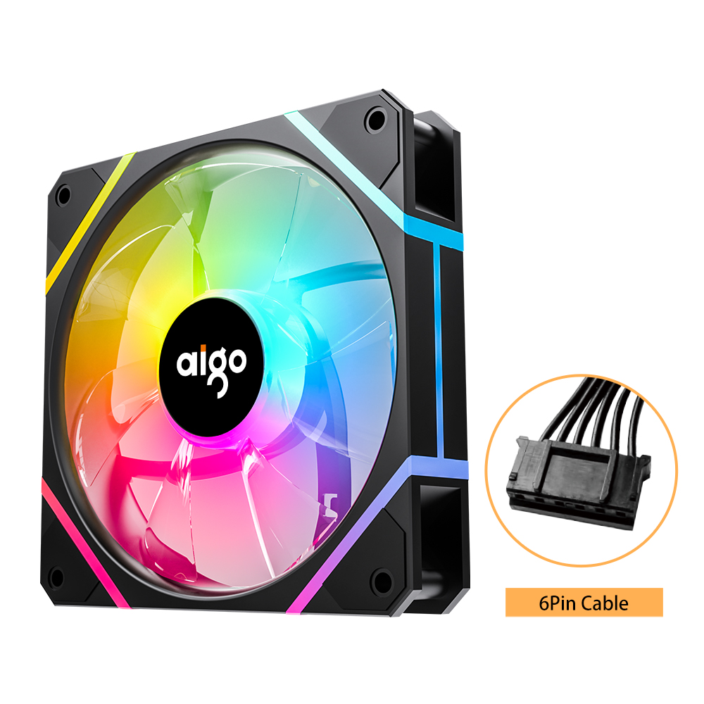 Aigo AM12 Rgb ventilateur Ventoinha PC Controladora 120mm boîtier d'ordinateur Kit de ventilateur 6pin refroidisseur d'eau CPU ventilateurs de refroidissement Argb 12cm ventilateur