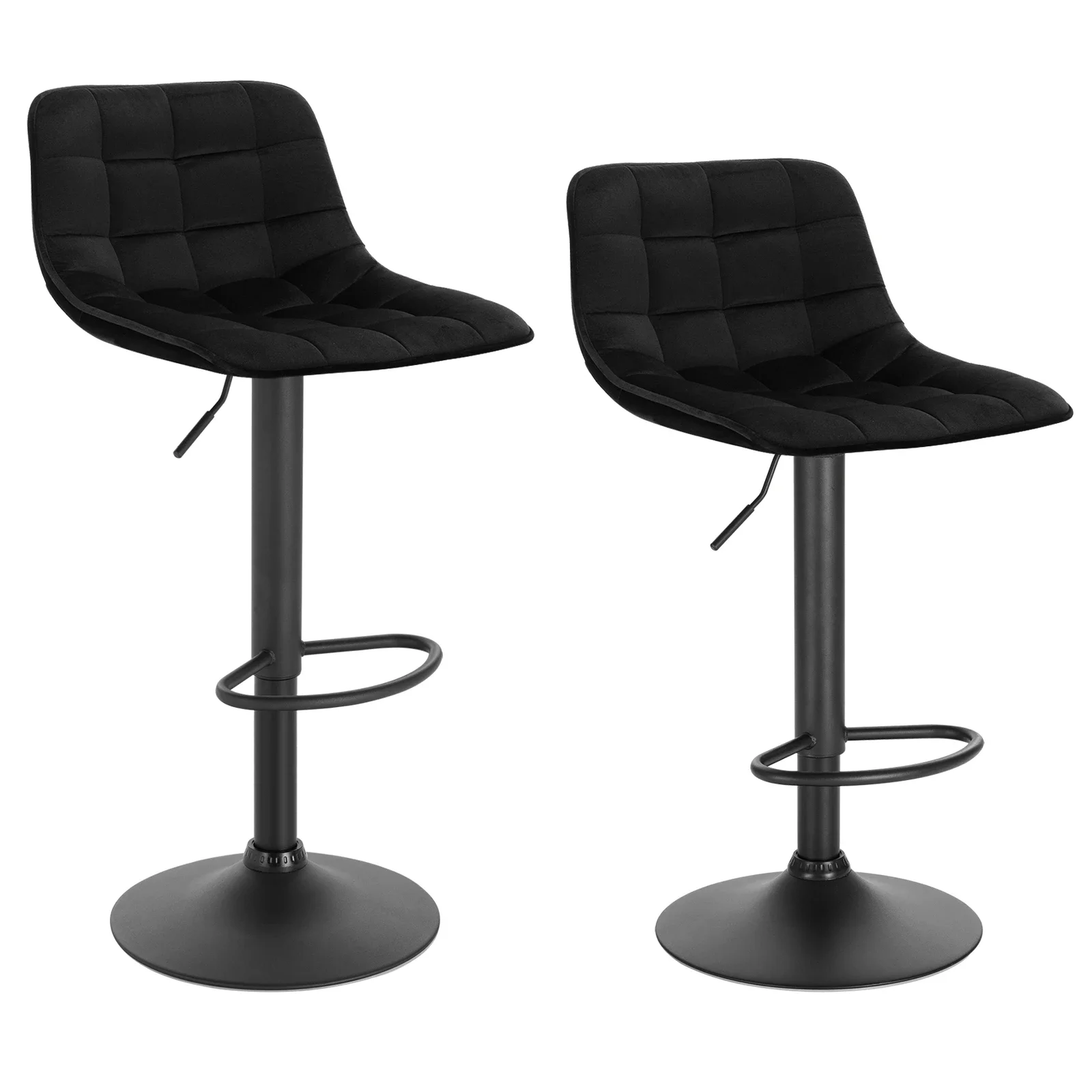 WOLTU-taburete de Bar de terciopelo con respaldo, reposapiés, elevación de Gas giratoria de altura ajustable para cocina, encimera de Bar de desayuno, 2 uds.