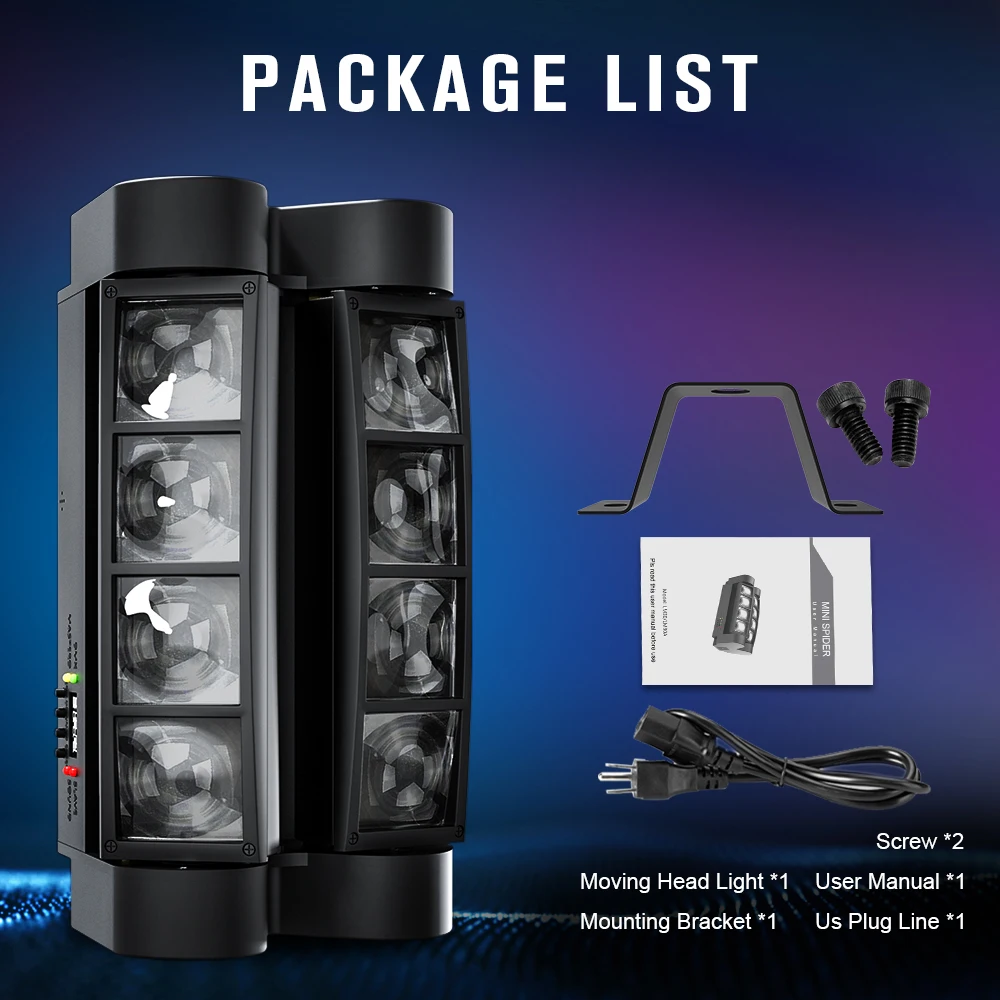 Big Dipper Stage Lights LED Spider Moving Head Light RGBW 4-in-1 Sound Activated DMX dla DJ-ów, barów, zespołów, wesel, bożonarodzeniowych