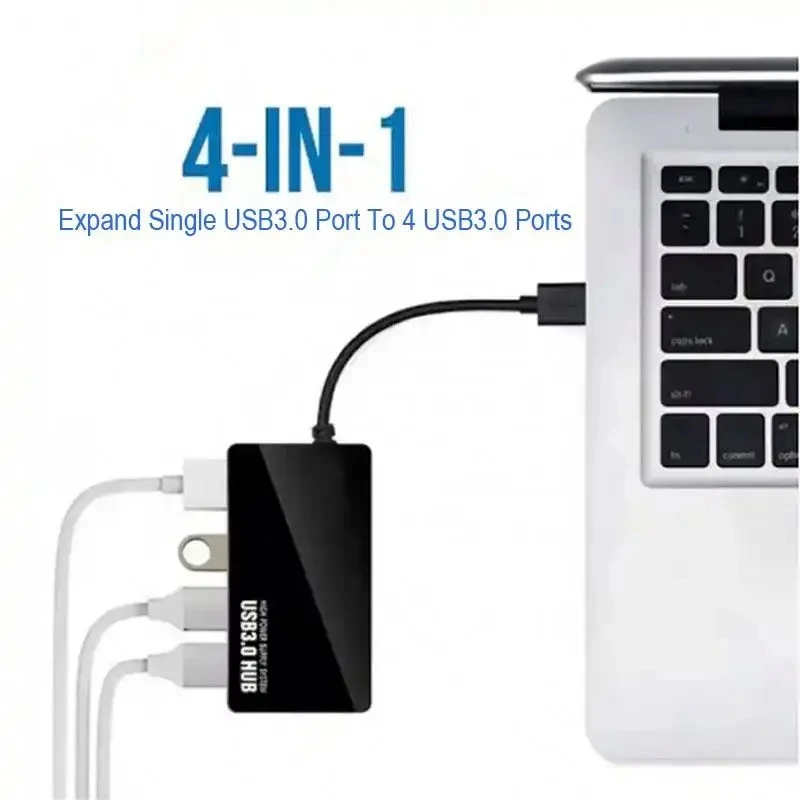 High-Speed USB 3.0 Hub 4-Port Data Cable Splitter Adapter Multi-System Plug And Play Expander for Enhanced Connectivity