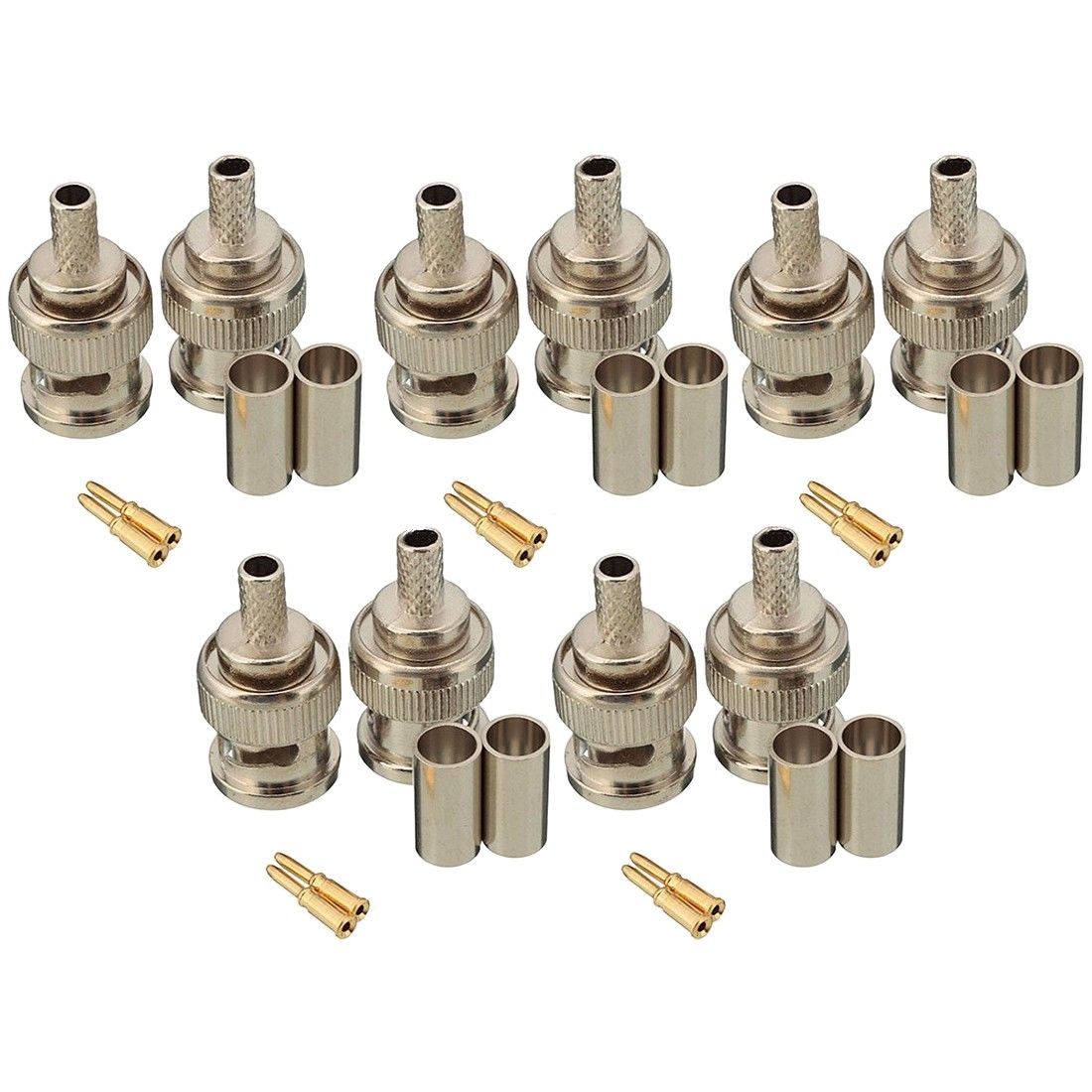 10 Sets BNC Stecker Hohe Qualität 3PCS Männlich Crimp Anschlüsse Metall Robust RG58 50 Ohm Stecker Praktische Marke Neue