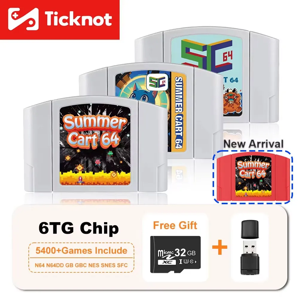 Игровая карта 5400 в 1 SummerCart 64 для N64 Ретро игровой картридж ED 64 для Nintendo 64 с TF-картой 32 ГБ без ограничения области