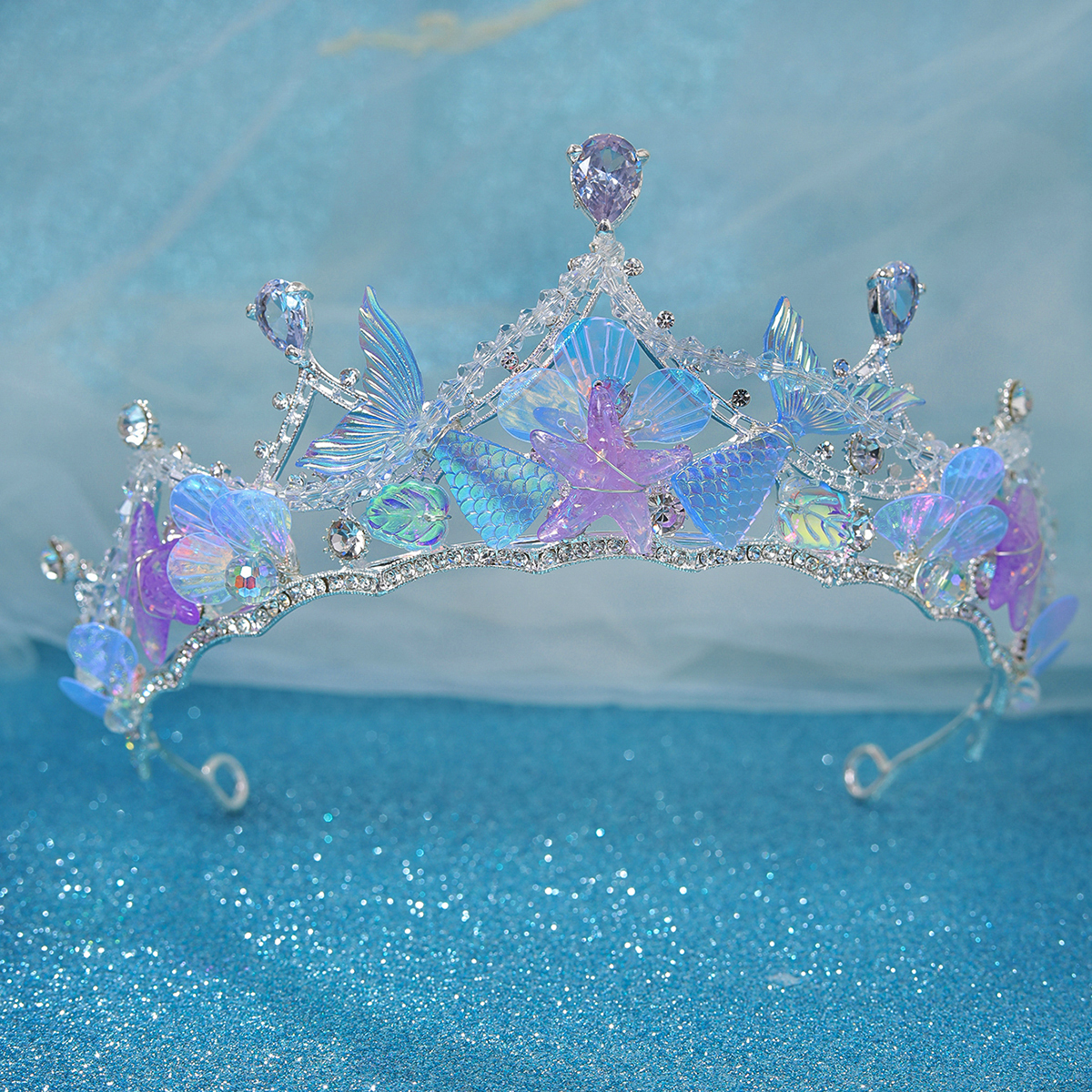 เปลือกหอยสีปาร์ตี้มงกุฎแถบคาดศีรษะ Mermaid TAIL หมวก Photo Props สําหรับสาววันเกิด PARTY Mermaid อุปกรณ์เสริมผม