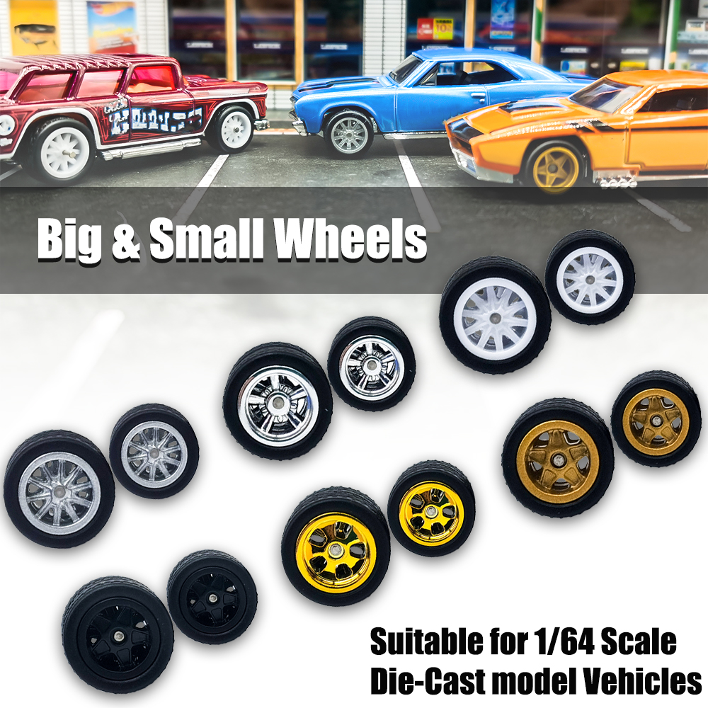 KICARMOD 1:64 LYC ruedas delanteras y grandes traseras pequeñas para coche modelo con piezas modificadas vehículo de carreras juguete Hotwheels