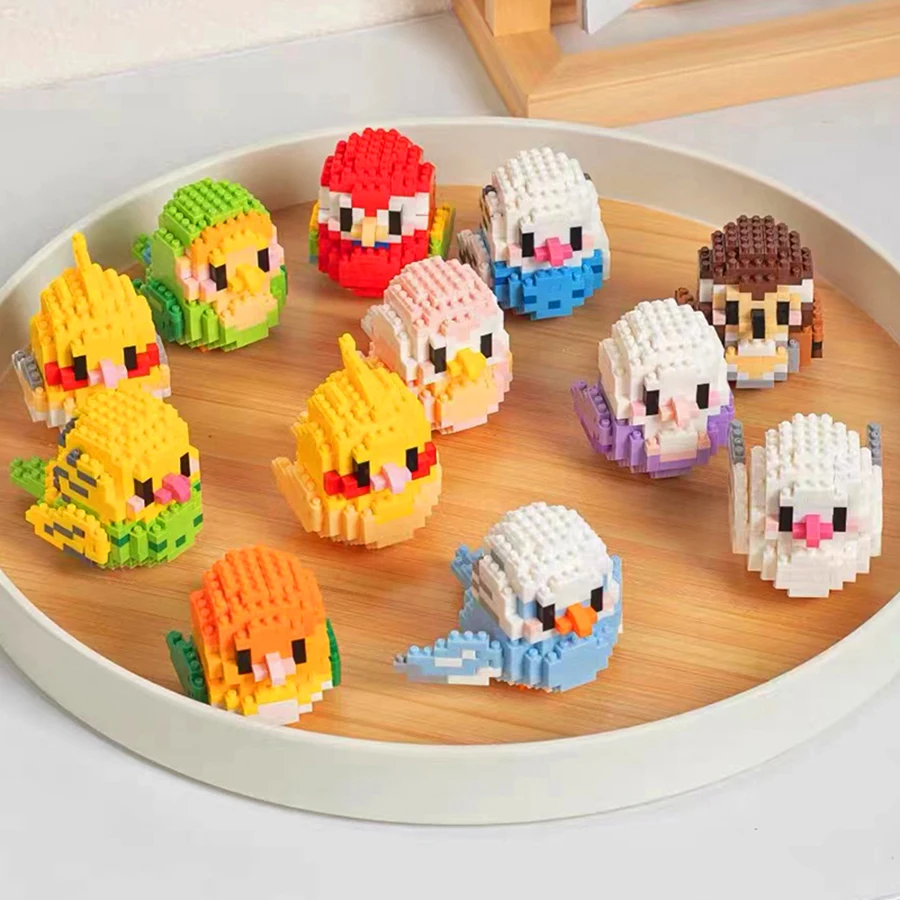 Creative DIY การ์ตูนน่ารักนก, นกแก้ว, นกกระจอก, บล็อกตัวต่อสัตว์, นกประกอบของเล่น, ของขวัญตกแต่งบ้าน