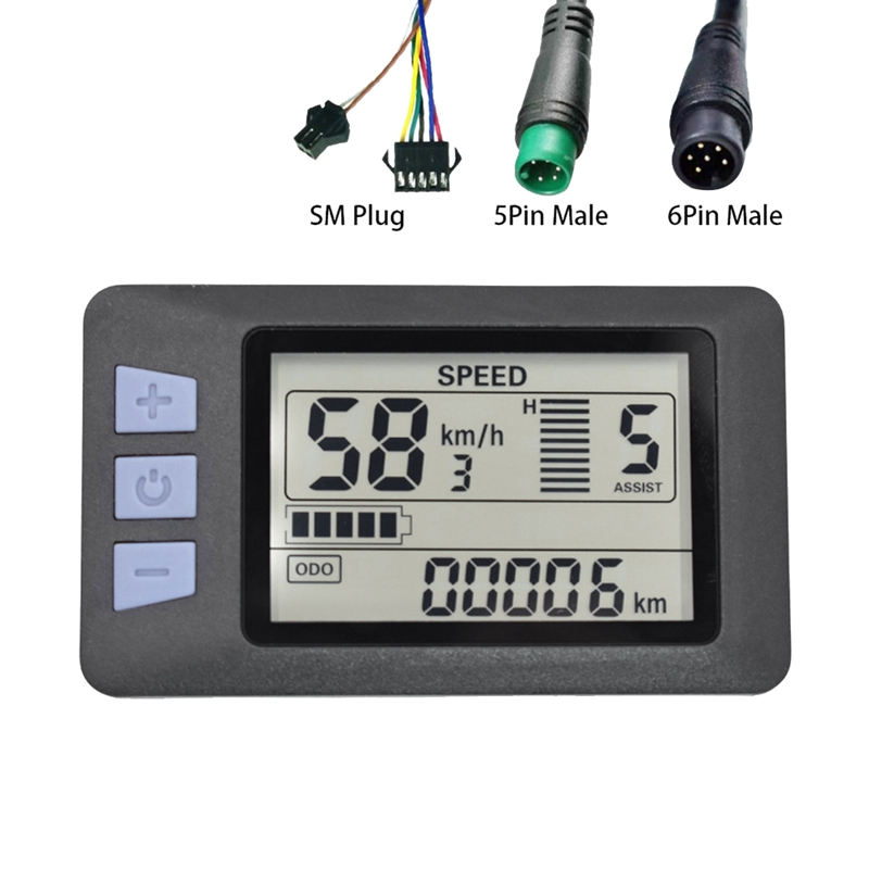 P3H Electric Bike LCD Display Meter Dashboard Meter Display Panel 24V 36V 48V 60V For Electric Scooter (6PIN)