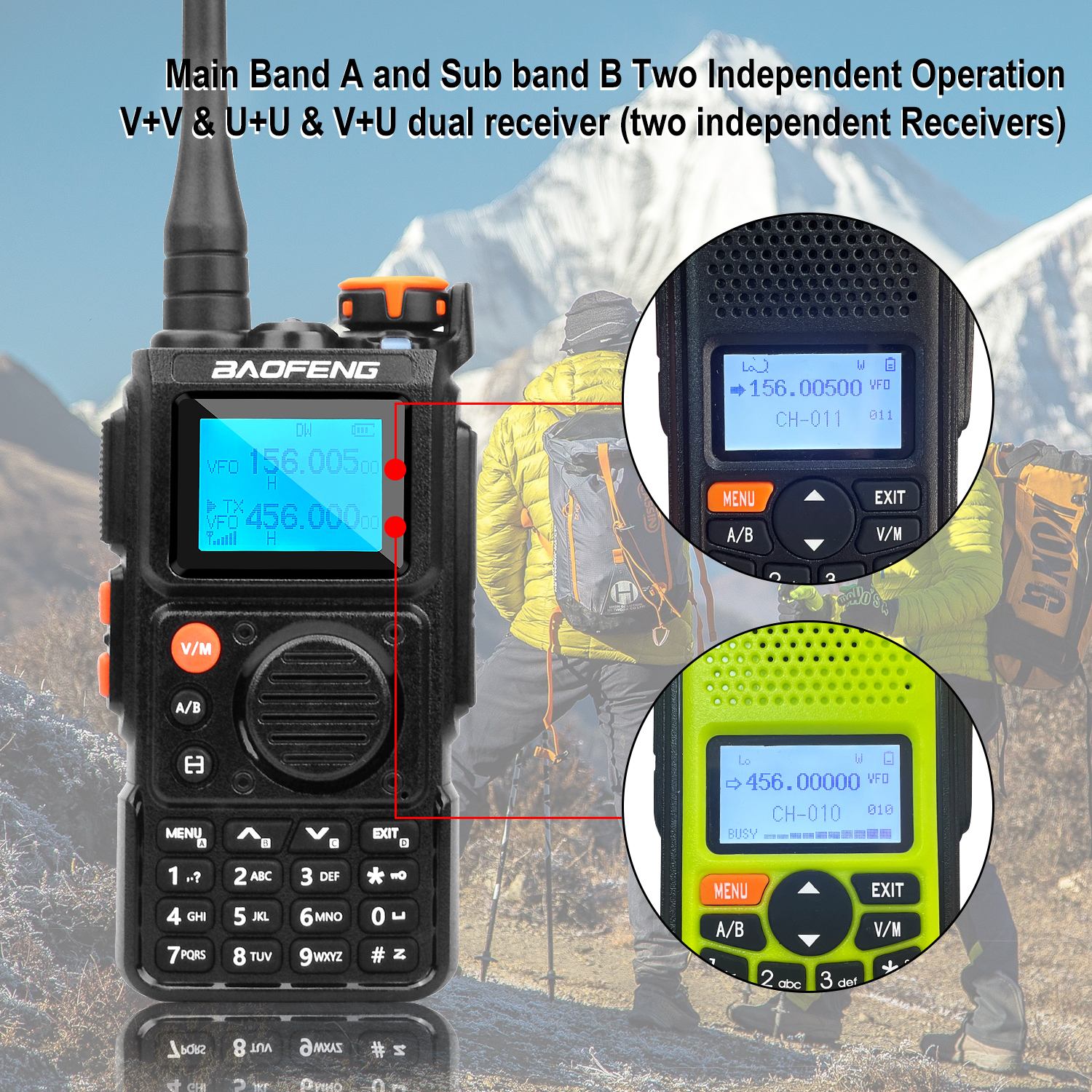 Baofeng K6 2M 70 ซม.Air Band VHF UHF Dual Wait Multi-Band Wireless Freq Copy การตัดเสียงรบกวน 999Ch วิทยุ FM 1750Hz Tone Burst