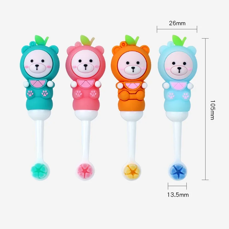 Kawaii Baby Cartoon Bear Soft Toothbrush, Mordedores, Bath Shower, Ferramenta de cuidados de saúde, Escova de dentes para crianças, item infantil recém-nascido, bonito