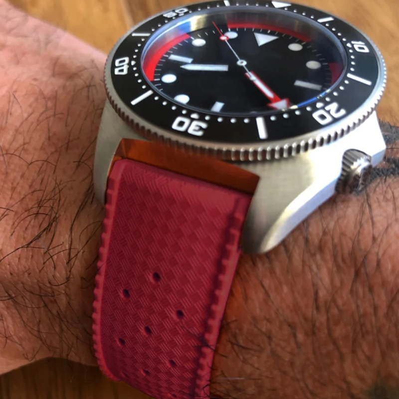 Pulseira de relógio fkm estilo trópico clássico para oris seiko cidadão tropical pulseiras substituição 18mm 20mm 22mm