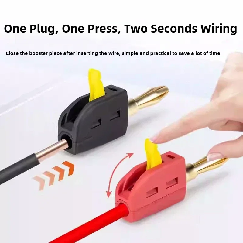10 Uds. Conector Banana de 4mm conexión rápida de alta corriente conector Banana chapado en oro 32A prueba eléctrica