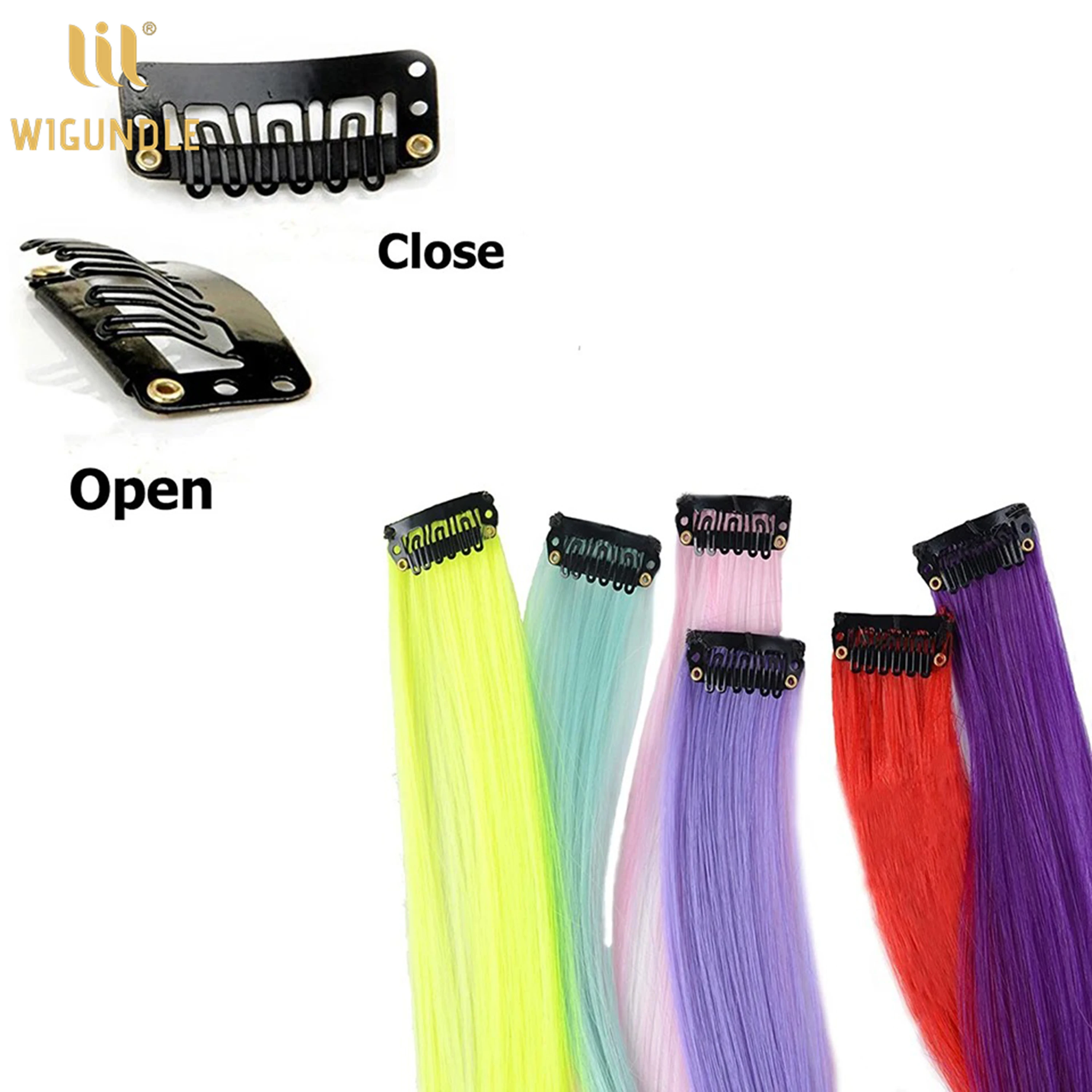 18 cores clipe estilo extensões de cabelo 22 Polegada extensões de cabelo de cor alto brilho longa reta peruca sintética para crianças