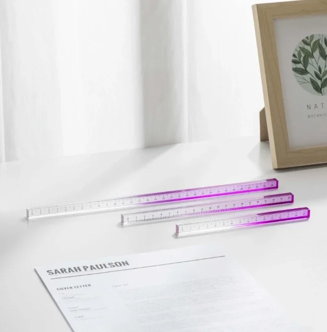 INS Style Transparent Straight Rulers 15cm 20cm 30cm Gradient Acrylic Drafting Tools for DIY Drawing Math Office Use