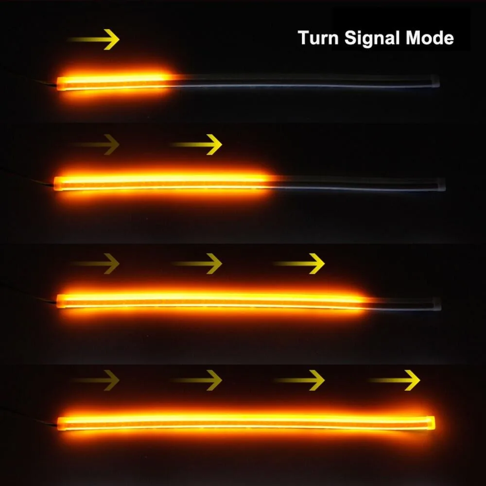 1 คู่ไฟวิ่งกลางวันสําหรับไฟหน้ารถ LED Strip DRL LED Strip ไฟเลี้ยวสีขาวสีเหลือง Sequential LED