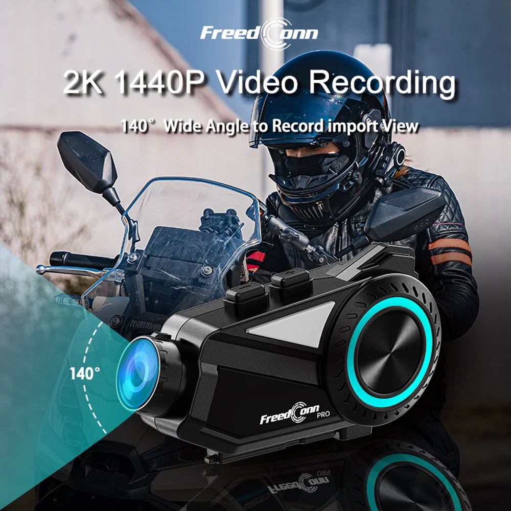Freedconn R3 Pro casco de motocicleta auriculares grupo intercomunicador WiFi App 1440P motocicleta Dash Cam Motor Auto DVR