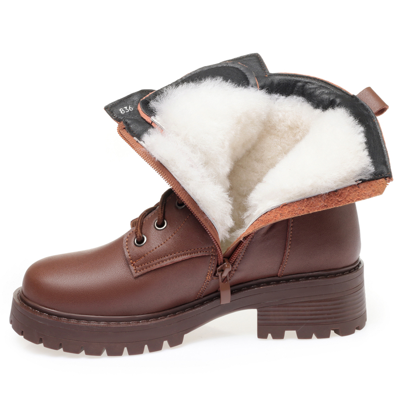 Botas AIYUQI de invierno para mujer, talla grande, dropshipping, botas de nieve antideslizantes para mujer, botines cálidos de cuero genuino para mujer