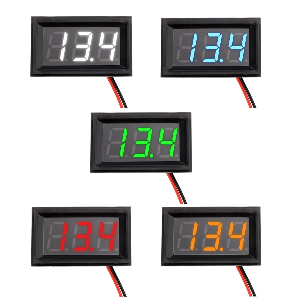 Voltímetro Digital impermeable de 0,56 pulgadas DC 4,5 V-30V LED voltímetro Digital medidor de Panel de voltaje para coche de motocicleta electromóvil de 6V 12V