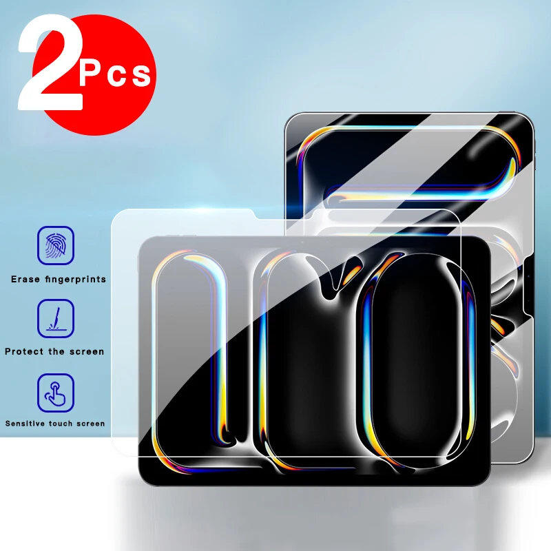 2Pcs Tempered Glass Screen Protector For iPad Pro 2024 Air M2 11 inch Pro 11 12.9 Air4 5 2022 2021 2018 HD 6th Scratch resistant