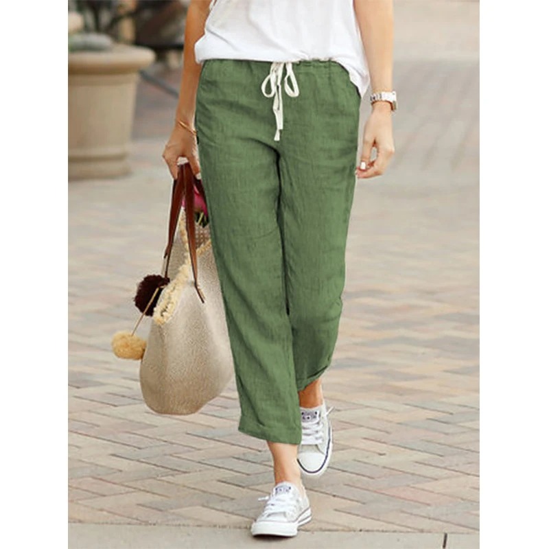 Pantaloni da donna in cotone autunnale Y2K Pantaloni casual in vita elastica con coulisse nera Fondo da donna elegante moda allentata femminile