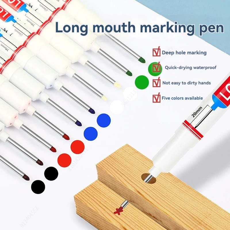 8 Stuks Perforeren 20 Mm Diep Gat Lange Hoofd Penpunt Markers Voor Metalen Pen Waterdichte Badkamer Houtbewerking Decoratie Multifunctioneel