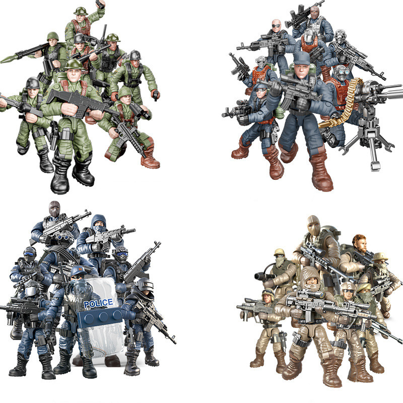 第二次世界大戦 WW2 陸軍軍事兵士 SAWT 兵士特殊部隊 DIY モデル ​ 積み木 レンガ 子供のおもちゃ