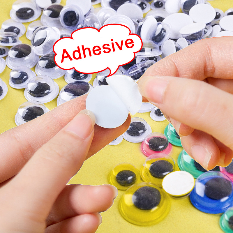 100/200 Stuks Wiggle Ogen Ronde Plastic Zelfklevende Cartoon Bewegende Ogen Handwerk Diy Decoratieve Accessoires Handgemaakte Tmz