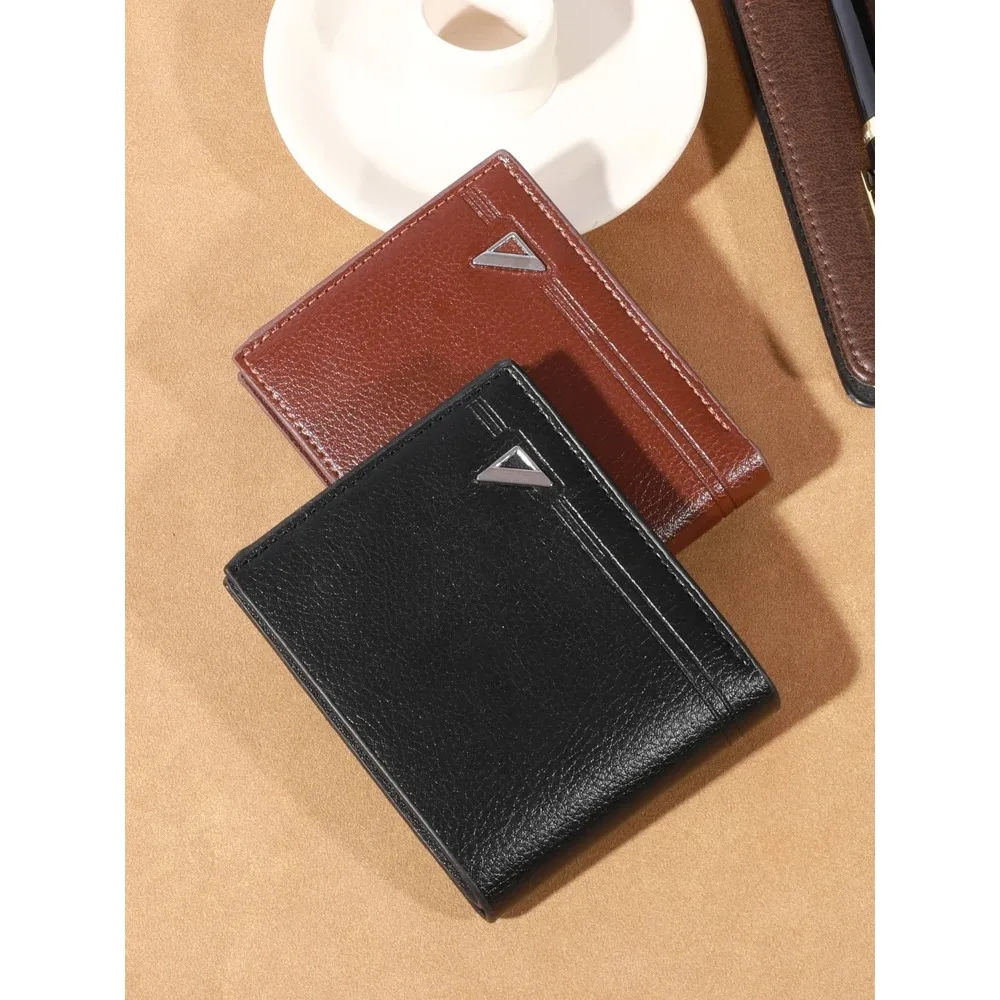 1pc 남성용 지갑, 짧은 머니 클립, 비즈니스 캐주얼 가로 PU 가죽 클립, 패션 대용량 부드러운 가죽 지갑