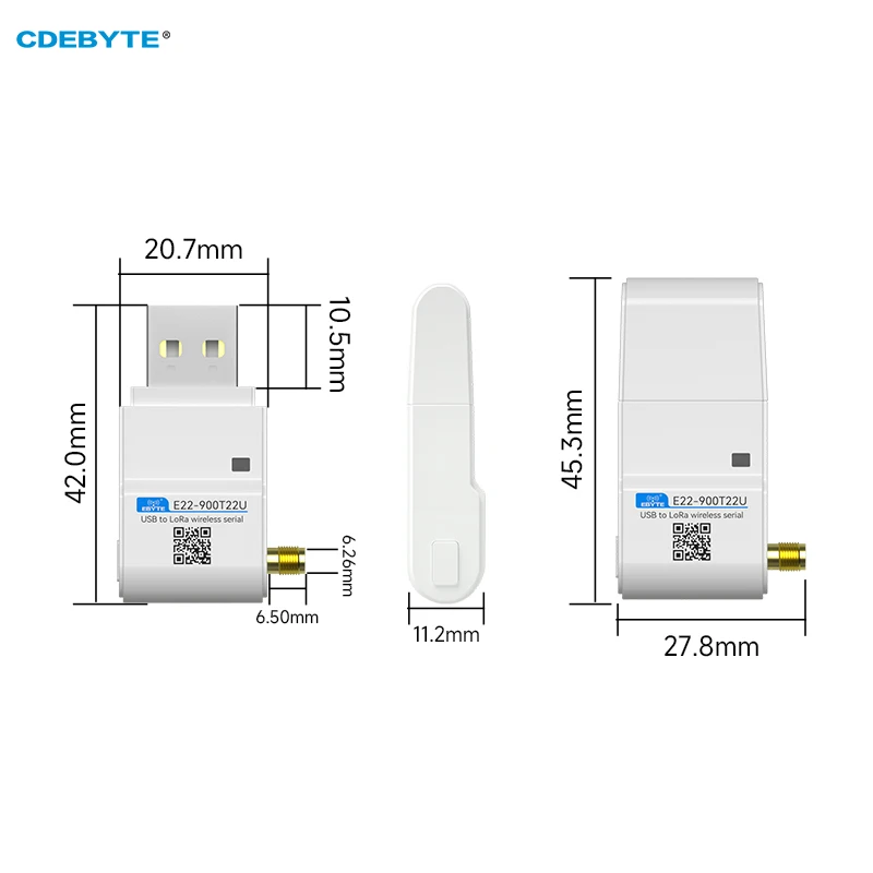 LoRa-Modul 900 MHz USB-Schnittstelle CDEBYTE E22-900T22U 22 dBm Langstrecken-5 km DIP-Funkmodul mit Antenne RSSI LBT