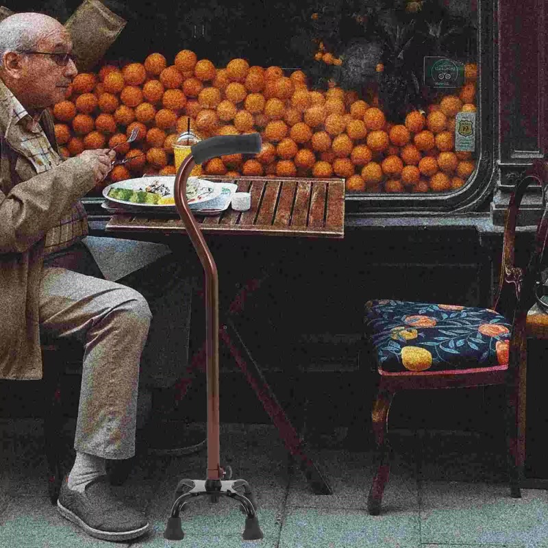 Бронзовая прямая трость, четырехногая трость из алюминиевого сплава, трость для пожилых людей, инвалидов и пожилых людей (упаковка в стульях с листьями боярышника