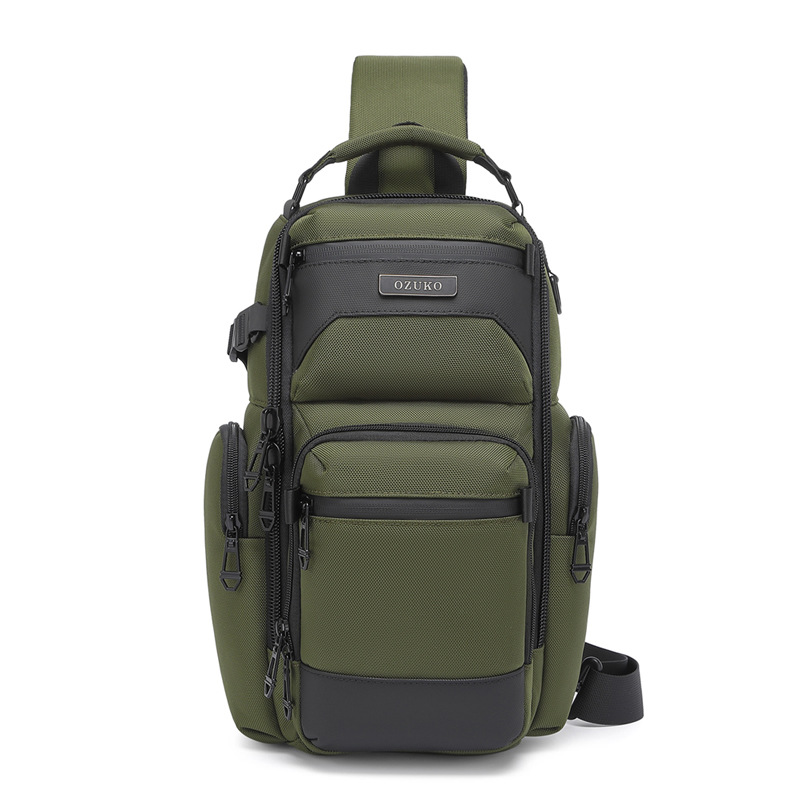 Bolsa de peito OZUKO, bolsa crossbody multifuncional elegante, bolsa crossbody de viagem leve e à prova d'água para homens