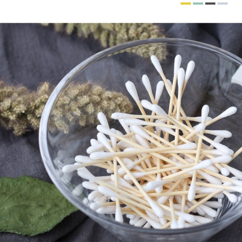 100 unids/pack bastoncillos de algodón de bambú de doble cabeza bastoncillo de madera para maquillaje, limpieza de orejas de nariz, cuidado de mascotas, arte y manualidades