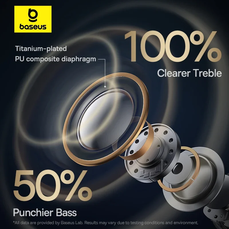 Baseus Bowie MA10 Pro ANC auriculares inalámbricos 48dB híbridos ANC Bluetooth 5,3 auriculares IPX6 impermeables 4 micrófonos ENC auriculares deportivos