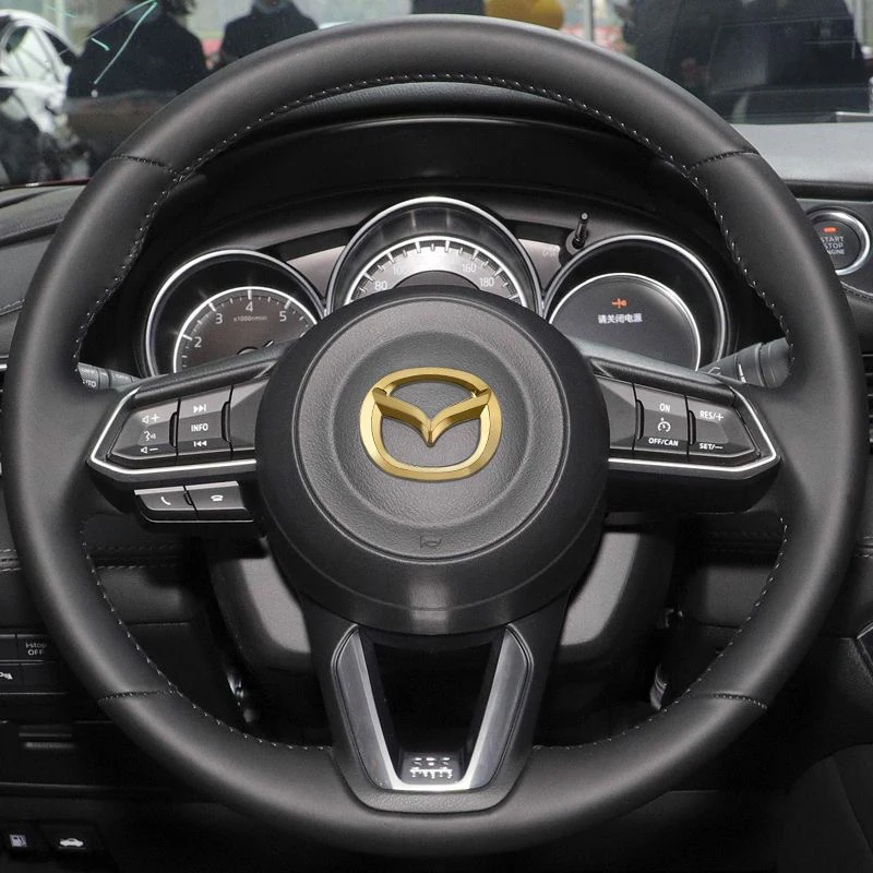 1PCS Car Steering Wheel Front Emblem Badge Logo Sticker For Mazda 2 3 5 6 7 323 626 RX7 RX8 MX3 MX5 Axela Atenza CX-3 CX-4 MPS