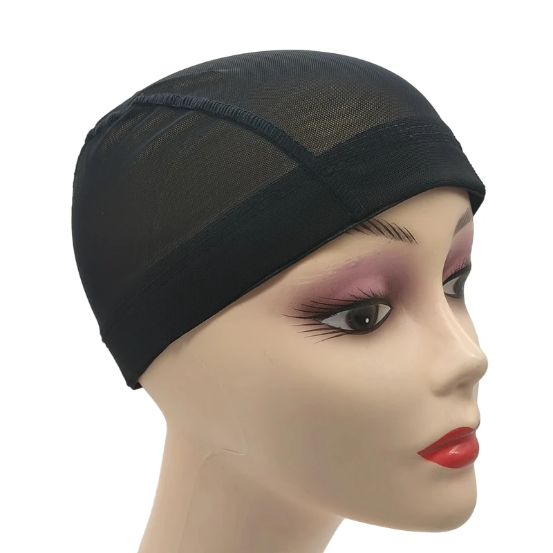 1/2 pçs peruca bonés malha para fazer peruca redes de cabelo extensíveis com faixa elástica larga malha cúpula boné para perucas s/m/l 3 tamanho