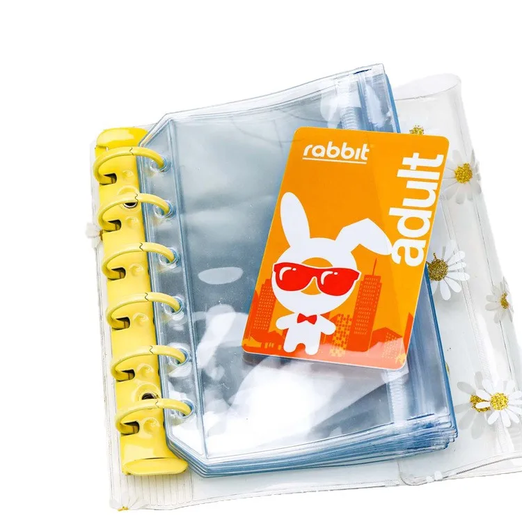 A5A6A7 Transparent PVC Double Sided 1 Flat Pull 1 Outer Opening Loose Leaf Bag Notebook  Document Filing Bag