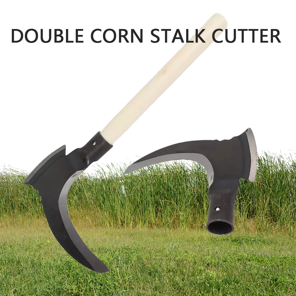 Multi-purpose Double Sickle Mowing Tool Heavy Forged Blade for Garden Lawn Farm Orchard Vineyard Mowing Tree Cutting Hand Tool