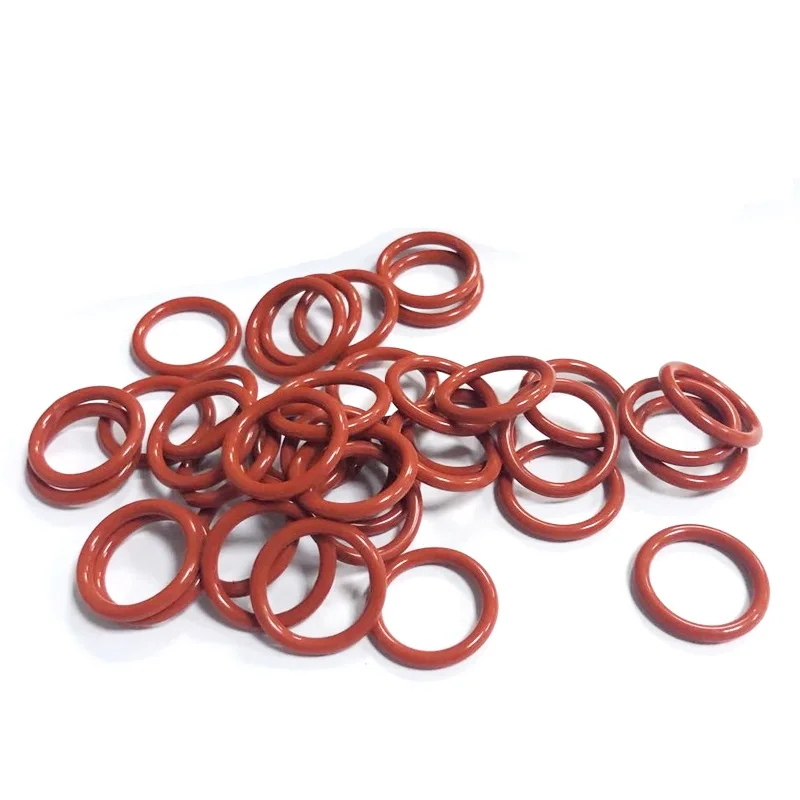 10/50 Con VMQ Thực Phẩm Silicon Màu Đỏ Chữ Ô OD5mm-90mm Độ Dày CS2mm 2.4Mm Máy Giặt Miếng Đệm chống Thấm Nước Và Chịu Nhiệt