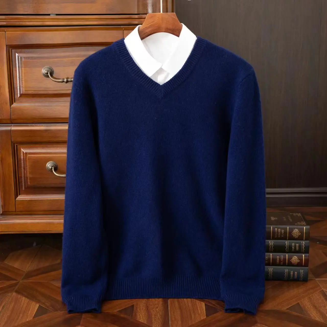 2025 Herren 100 % Merinowolle Kaschmir V-Ausschnitt Pullover Pullover Smart Casual Basic Langarm Strickwaren Kleidung Tops Herbst Winter