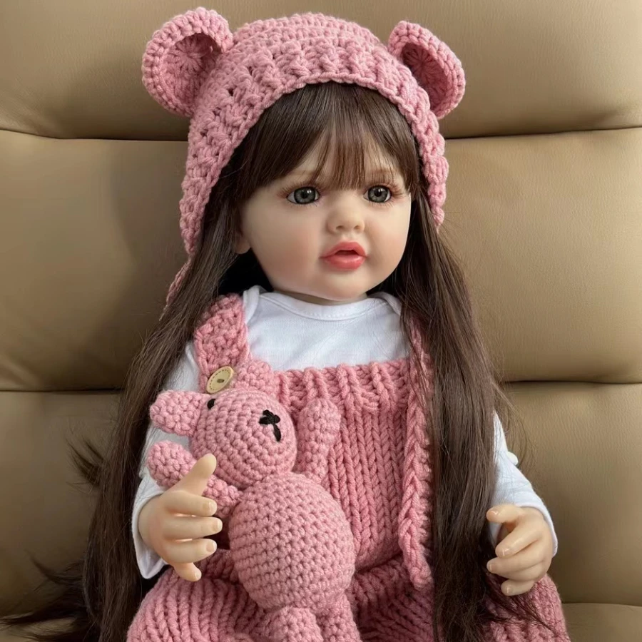 Bzdoll boneca reborn realista com corpo de silicone macio completo vivo 55cm 22 polegadas bebê recém-nascido adorável vestir-se brinquedo presente de aniversário