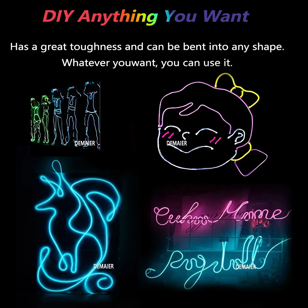 EL Wire 1M/2M/3M/5M/10M Гибкий Neon Licht Draht Led Dance Party Атмосфера Декор Lampe RopeTube Wasserdichtelükfarbige