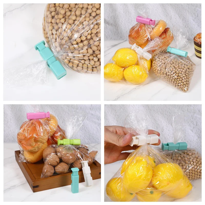 Clipes reutilizáveis para sacos de alimentos (pacote com 4) para selar lanches, patatas fritas e produtos secos para bloquear na frescor