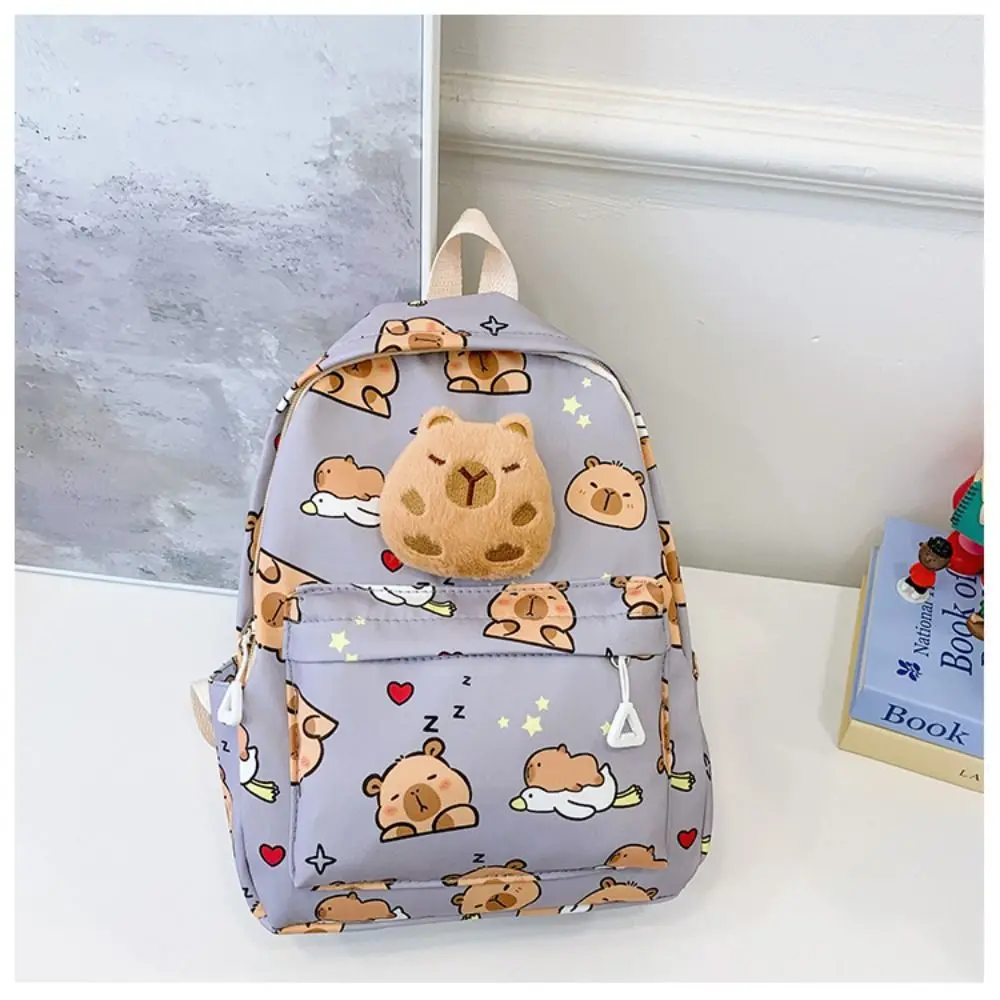 น่ารักการ์ตูน Capybara กระเป๋าเป้สะพายหลัง Plush Simple กระเป๋ารูปแบบกระเป๋าหนังสือความจุขนาดใหญ่