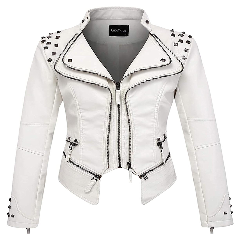 Frühling Neue Stil Anzug Kragen Niet Taille Kurze Gewaschene Pu Leder Jacke