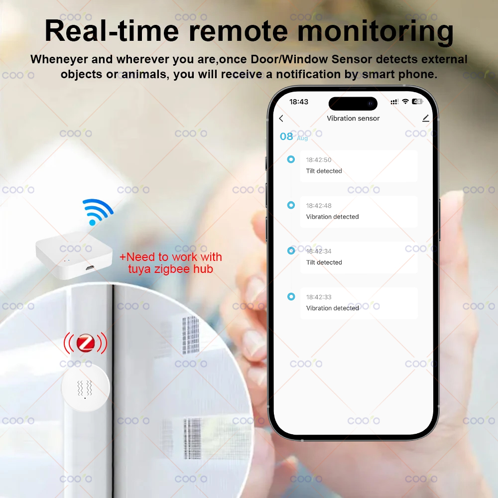 Tuya ZigBee Smart Vibration Tilt Sensor Echtzeit Überwachung Tür Fenster Erkennung Alarm Smart Home Sicherheit Schutz System