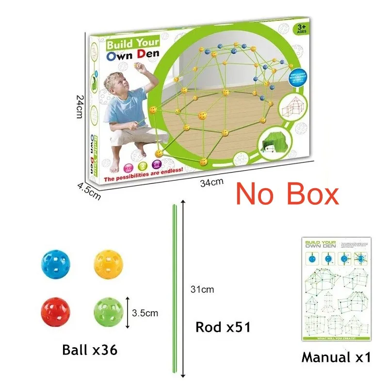 เด็กสร้างสรรค์ Fort Building Blocks เต็นท์ในร่มชุดอิฐ DIY การศึกษาอาคารปราสาทประกอบของเล่นเกมบอลของเล่นของขวัญ